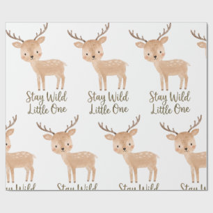 Stay Wild Little One Cute Watercolor Deer Wrapping Paper