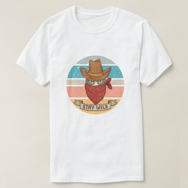 Stay wild, meowdy texas cat meme cowboy T-Shirt (Design Front)