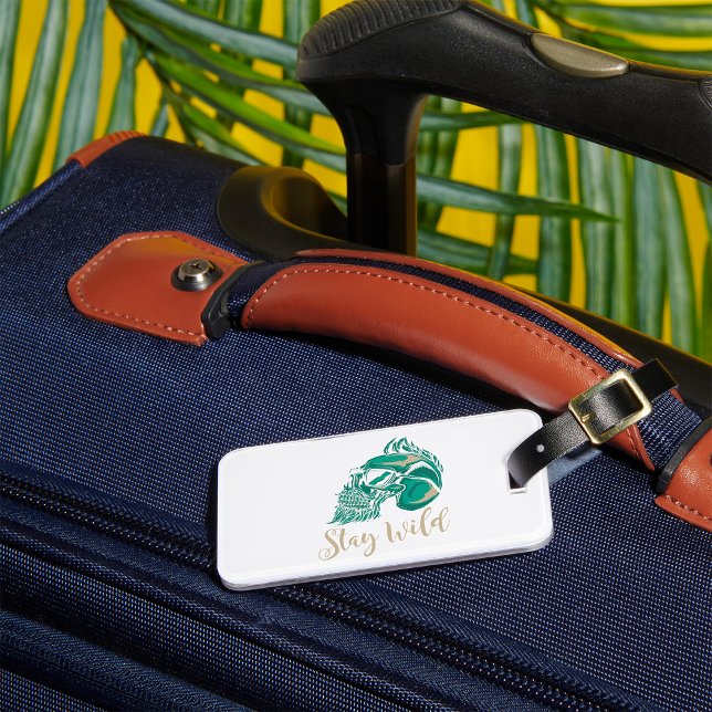 Stay Wild Modern Bearded Skull Luggage Tag (Creator Uploaded)