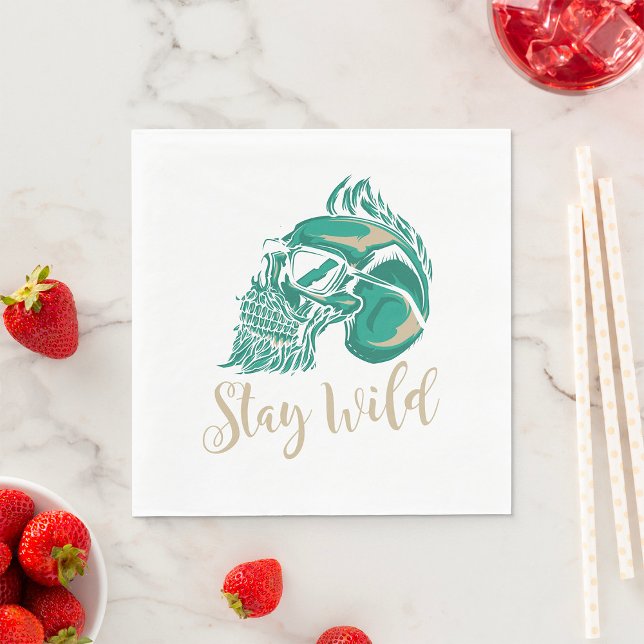 Stay Wild Modern Bearded Skull Napkin (Creator Uploaded)