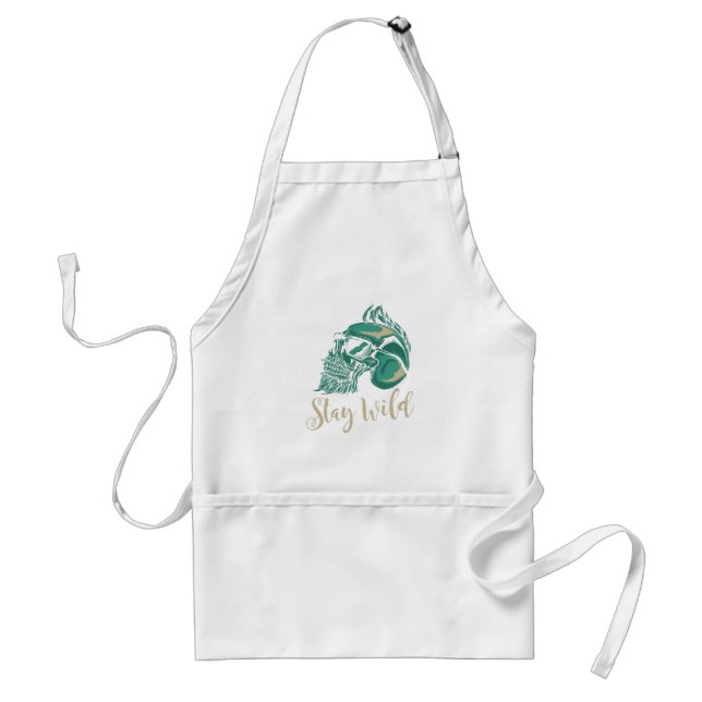 Stay Wild Modern Bearded Skull Standard Apron (Front)