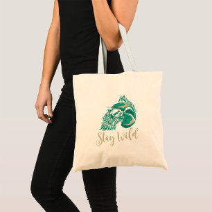 Stay Wild Modern Bearded Skull Tote Bag