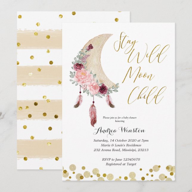 Stay Wild Moon Child Baby Shower Invitation (Front/Back)