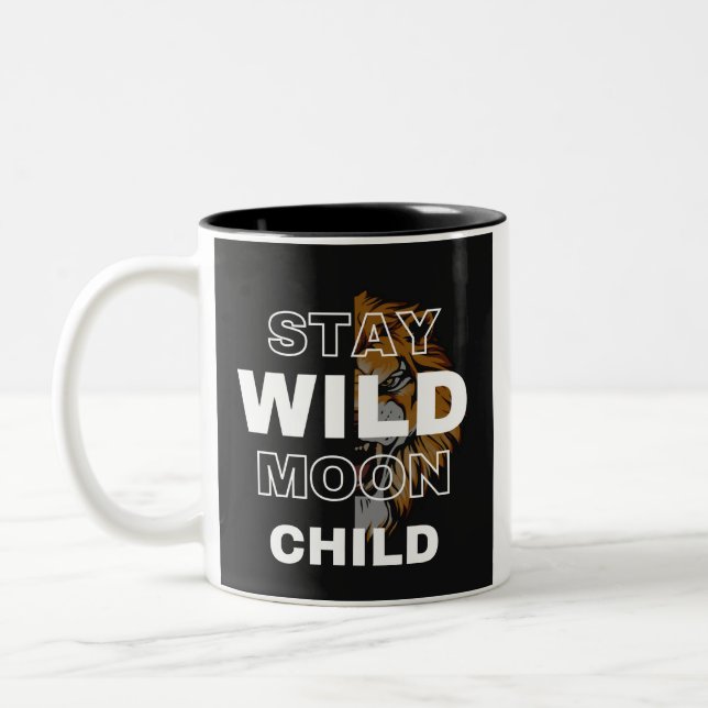 Stay Wild Moon Child | Boho Celestial Design  Two-Tone Coffee Mug (Left)