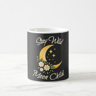 Stay Wild Moon Child   Boho Crescent Moon with Dai Coffee Mug