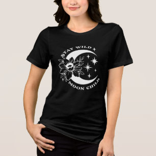 Stay Wild Moon Child Boho T-Shirt – Celestial Spir Tri-Blend Shirt