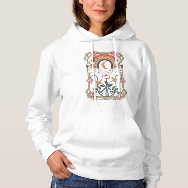 Stay wild moon child celestial art deco rainbow  hoodie (Front)