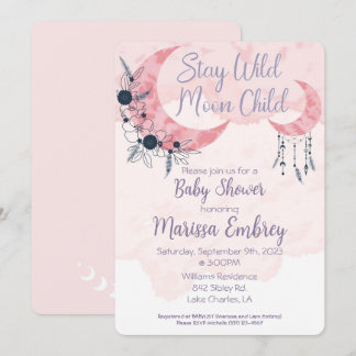 Stay Wild Moon Child Hippie Baby Shower Invitation