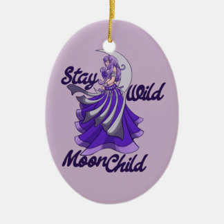 Stay Wild Moon Child Moon Goddess Art MoonChild Ceramic Tree Decoration
