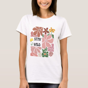 Stay Wild Retro Floral T-Shirt Design