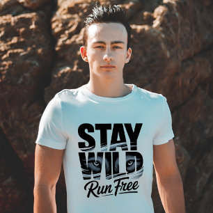 Stay Wild Run Free Wolf Eyes Wilderness Adventure T-Shirt