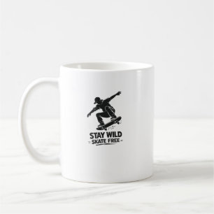Stay Wild Skate Free Skater Silhouette Design Coffee Mug