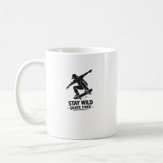 Stay Wild Skate Free Skater Silhouette Design Coffee Mug