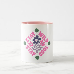 Stay Wild Stay Cool Floral Retro Two-Tone Coffee Mug