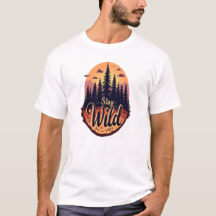 Stay Wild: Sunset Forest Illustration T-Shirt