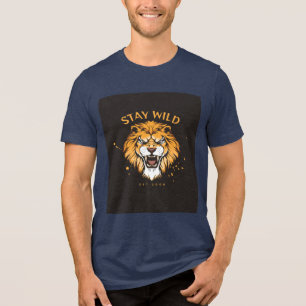 Stay Wild T-Shirt Lion Face Tri-Blend Shirt