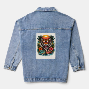 Stay Wild Tiger Sunset T-Shirt – Tropical Jungle G Denim Jacket