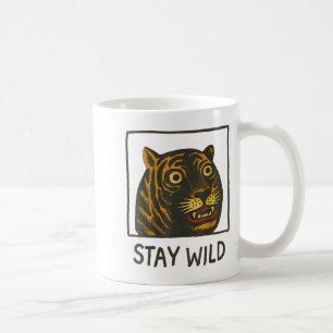 Stay Wild Vintage Silly And Cute Tiger Face  Coffee Mug