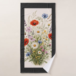 Stay Wild Vintage Wild Herbs Botanical Design Bath Towel
