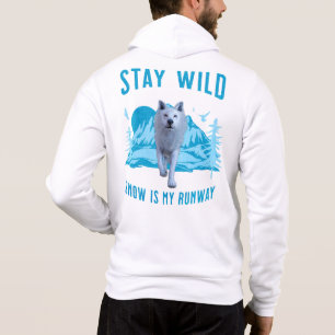Stay Wild White Wolf Snow Runway Hoodie