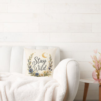 Stay Wild Wildflowers Moon Cushion Boho Floral
