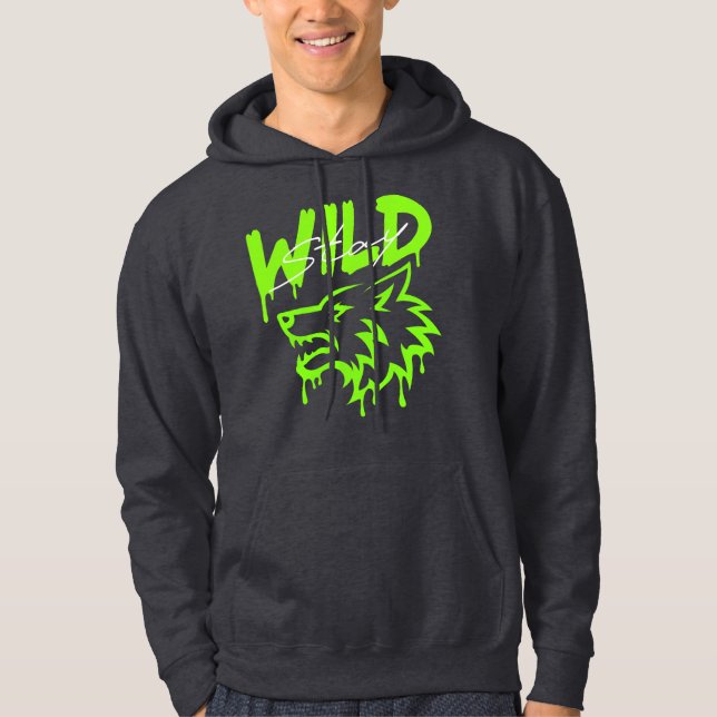 Stay Wild Wolf - Bold Urban Street Art Graphic Hoodie (Front)