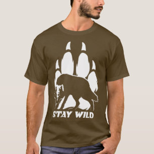 Stay Wild Wolf silhouette and footprint T-Shirt