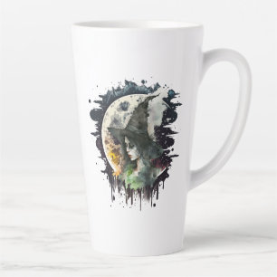 Stay Witchy   Witch and Full Moon Halloween Latte Mug
