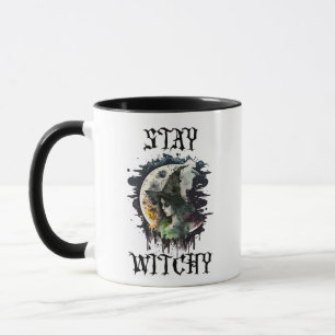 Stay Witchy   Witch and Full Moon Halloween Mug