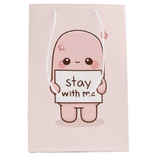 Stay With Me Aesthetic Quote Design Romantic  Medium Gift Bag
