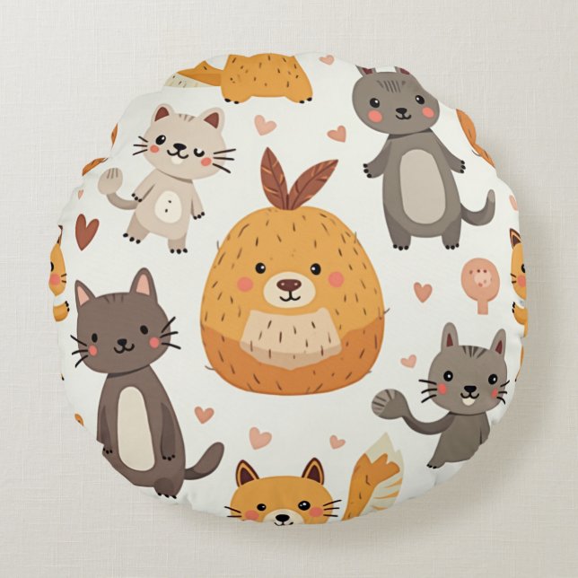 STAY WITH U(CUTE FRIENDS) ROUND CUSHION (Front)