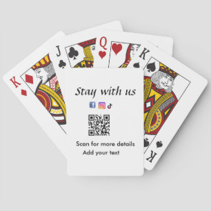 Stay with us add q r code social media links text playing cards