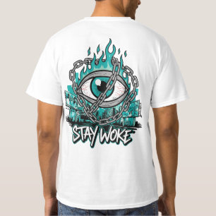 Stay Woke - All-Seeing Eye with Chains & Flames T-Shirt