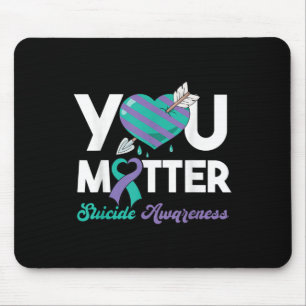 Stay You Purple Teal Heart Suicide Awareness Mouse Mat