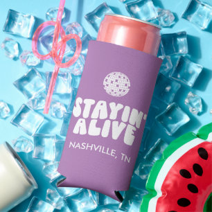 Staying Alive Bachelorette Disco Seltzer Can Cooler