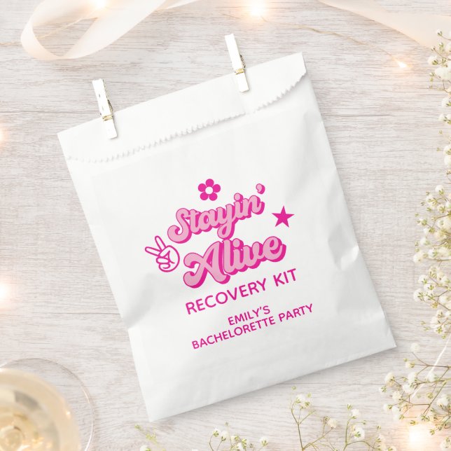 Staying Alive Bachelorette Recovery Kit Favour Bags (Clipped)