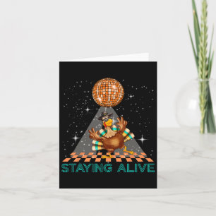 Staying Alive Disco 70s Turkey Thanksgiving Dance Card