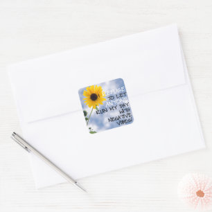 Staying Positive Text With A Sunflower In The Sky Square Sticker
