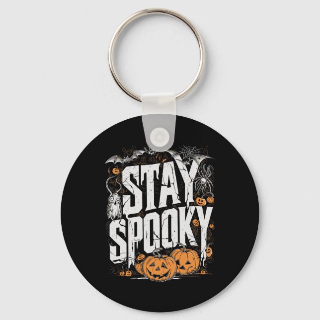 Staying Spooky Quote Halloween Drink Coffee Funny  Key Ring (Front)