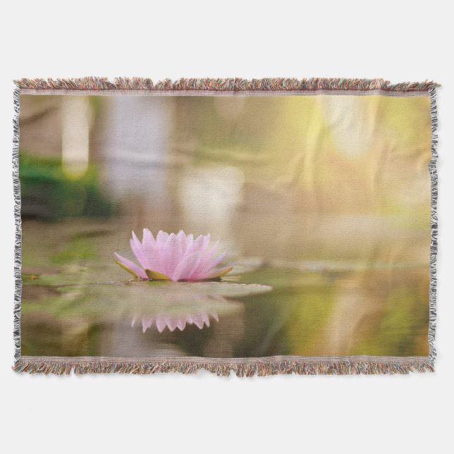 Staylish Lotus Flower Landscape, Zen Throw Blanket (Front)