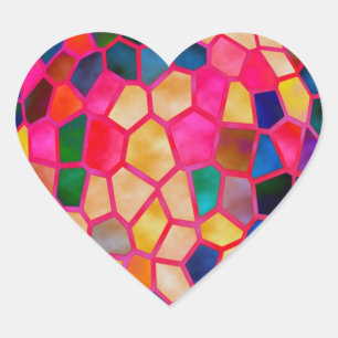 STBX  Light Red Glowing Crystal Heart Sticker