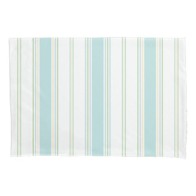 Std Pillowcase set of 2 in St Ives Stripe seaglass (Front-Left)