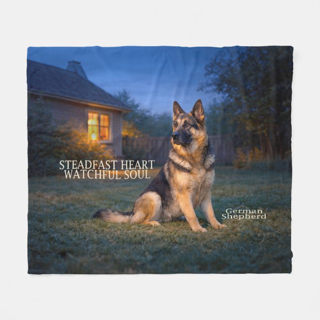 Steadfast Heart German Shepherd Fleece Blanket (Front (Horizontal))