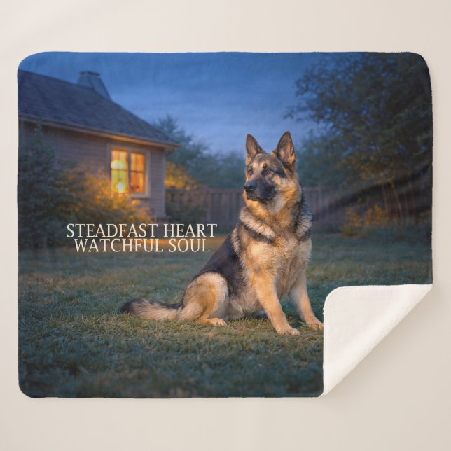Steadfast Heart German Shepherd Sherpa Blanket (Front (Horizontal))
