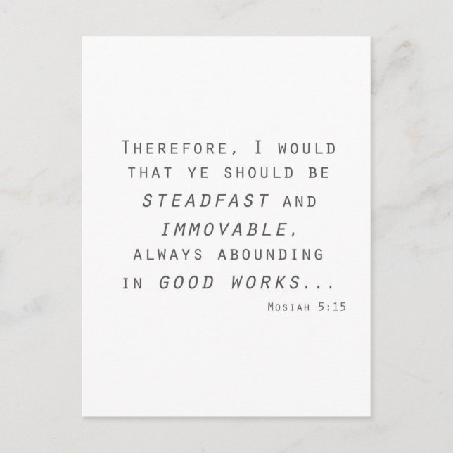 steadfast immoveable mosiah lds scripture postcard (Front)