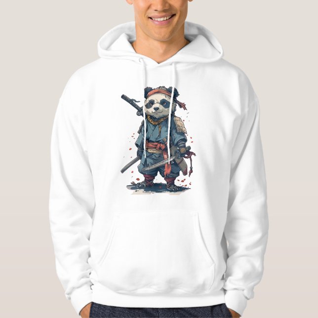 Steadfast Samurai Panda: The Blue Warrior Hoodie (Front)