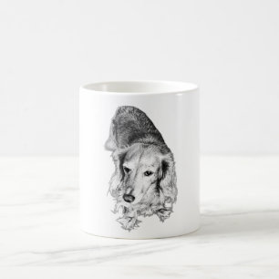 Steady Gaze, Slow Sips – Long-Haired Dachshund Coffee Mug