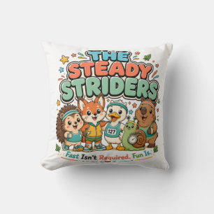 Steady Striders Cute Running Club Animal Friends Cushion