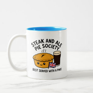 Steak and Ale Pie Society Cartoon Two-Tone Coffee Mug