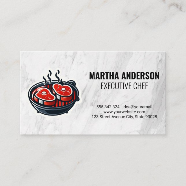 Steak and Grill Logo Business Card (Front)